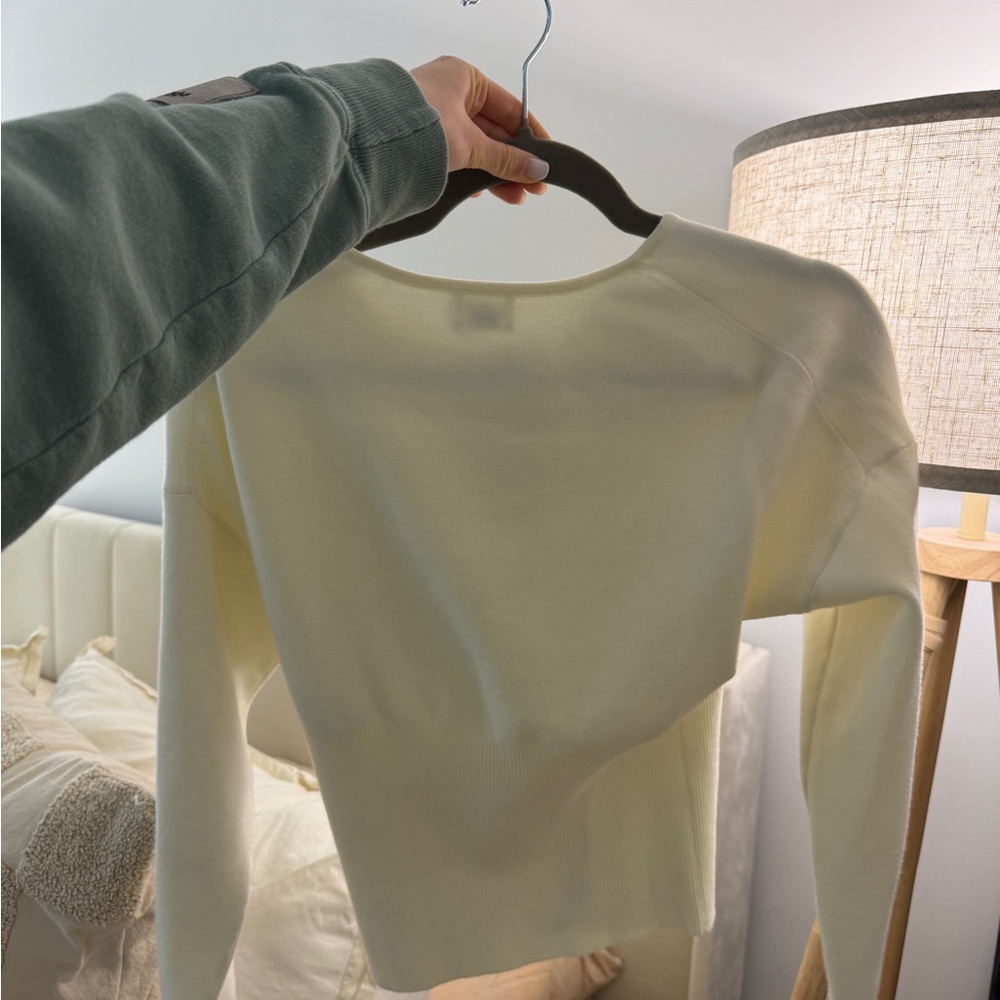 Soft Cream/light butter yellow undertones Button-Front Cardigan - Picture 2 of 3